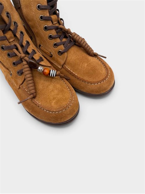 Polacchino stringato color cuoio in suede stile barca IL LACCIO | 50080041SUEDETKYEGESEL